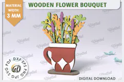 3D Wooden Flower Bouquet Laser Cut. Mother's Day SVG Product Image 1