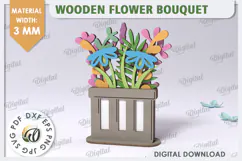 3D Wooden Flower Bouquet Laser Cut. Mother's Day SVG Product Image 1