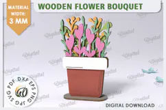 3D Wooden Flower Bouquet Laser Cut. Mother's Day SVG Product Image 1