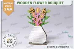3D Wooden Flower Bouquet Laser Cut. Mother's Day SVG Product Image 1