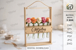 Flower Frame With Glass Tube Laser Cut. Standing Decor SVG Product Image 1