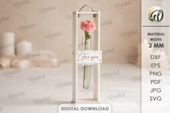 Flower Frame With Glass Tube Laser Cut. Standing Decor SVG Product Image 1