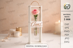Flower Frame With Glass Tube Laser Cut. Standing Decor SVG Product Image 1