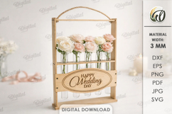 Flower Frame With Glass Tube Laser Cut. Flower Holder SVG Product Image 1