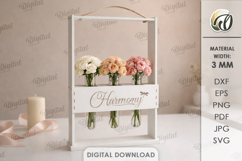 Flower Frame With Glass Tube Laser Cut. Flower Holder SVG Product Image 1