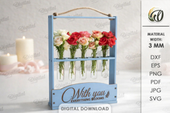 Flower Frame With Glass Tube Laser Cut. Flower Holder SVG Product Image 1