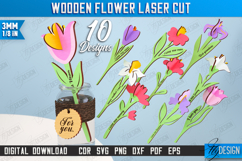 Wooden Flowers Laser Cut Bundle, Flower Bouquet for Mom SVG Product Image 1