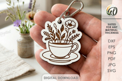 Floral Keychain Laser Cut. Boho Keyring. Flowers SVG Product Image 2