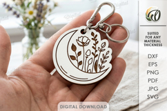 Floral Keychain Laser Cut. Boho Keyring. Flowers SVG Product Image 14
