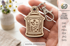 Floral Keychain Laser Cut. Boho Keyring. Flowers SVG Product Image 4