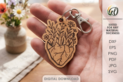 Floral Keychain Laser Cut. Boho Keyring. Flowers SVG Product Image 8