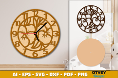 Wooden Flower Wall Clock Lasercut Product Image 1