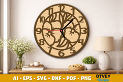 Wooden Flower Wall Clock Lasercut Product Image 4