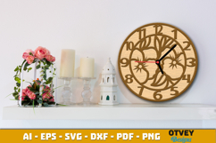 Wooden Flower Wall Clock Lasercut Product Image 3