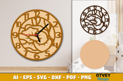 Wooden Flower Wall Clock Lasercut Product Image 3