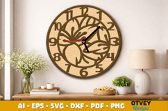 Wooden Flower Wall Clock Lasercut Product Image 4