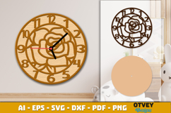 Wooden Flower Wall Clock Lasercut Product Image 4