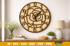 Wooden Flower Wall Clock Lasercut Product Image 2
