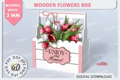 Wooden Flower Box Laser Cut. Gift Box. Mothers Day SVG Product Image 1