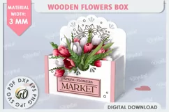 Wooden Flower Box Laser Cut. Gift Box. Mothers Day SVG Product Image 1