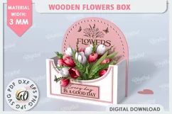 Wooden Flower Box Laser Cut. Gift Box. Mothers Day SVG Product Image 1