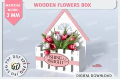 Wooden Flower Box Laser Cut. Gift Box. Mothers Day SVG Product Image 1
