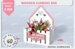 Wooden Flower Box Laser Cut. Gift Box. Mothers Day SVG Product Image 1
