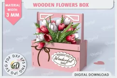 Wooden Flower Box Laser Cut. Gift Box. Mothers Day SVG Product Image 1