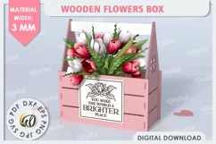 Wooden Flower Box Laser Cut. Gift Box. Mothers Day SVG Product Image 1