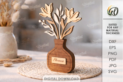 3D Flowers With Vases Bundle Laser Cut. Stand Decor SVG Product Image 3