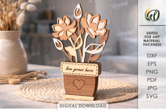 3D Flowers With Vases Bundle Laser Cut. Stand Decor SVG Product Image 6