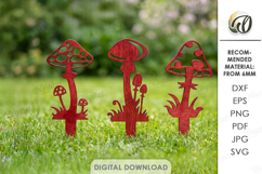 Garden Stakes Laser Cut. Garden Decor. Mushrooms SVG Product Image 1