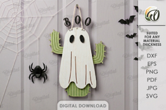 3D Ghosts Door Hangers Bundle Laser Cut. Halloween Decor SVG Product Image 2