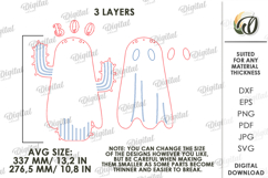 3D Ghosts Door Hangers Bundle Laser Cut. Halloween Decor SVG Product Image 3