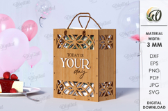 Wooden gift bag Laser cut. Storage holder SVG Product Image 1