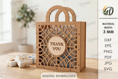 3D Gift Bag Laser Cut. Gift Holder. Present Bag SVG Product Image 1