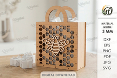 3D Gift Bag Laser Cut. Gift Holder. Present Bag SVG Product Image 1