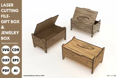 wooden gift box & jewelry box svg laser cut & glowforge file Product Image 1