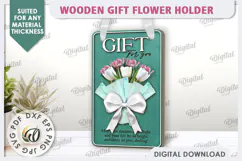 Wooden Gift Flower Holder Laser Cut. Mother's Day Gift SVG Product Image 1