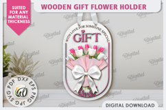 Wooden Gift Flower Holder Laser Cut. Mother's Day Gift SVG Product Image 1