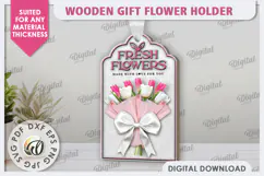 Wooden Gift Flower Holder Laser Cut. Mother's Day Gift SVG Product Image 1