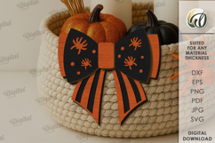Wooden Halloween Bow Laser Cut. Halloween SVG Product Image 1