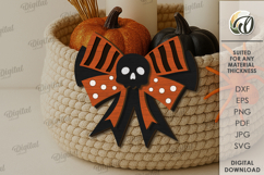 Wooden Halloween Bow Laser Cut. Halloween SVG Product Image 1