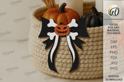 Wooden Halloween Bow Laser Cut. Halloween SVG Product Image 1
