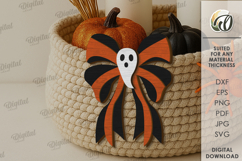 Wooden Halloween Bow Laser Cut. Halloween SVG Product Image 1