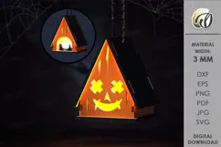 Wooden Halloween House Candle Holder Lasercut. Halloween SVG Product Image 1