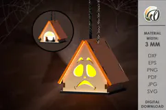 Wooden Halloween House Candle Holder Lasercut. Halloween SVG Product Image 1