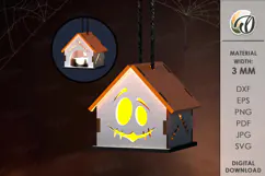 Wooden Halloween House Candle Holder Lasercut. Halloween SVG Product Image 1