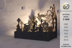 Wooden Halloween Lamp Laser Cut . Halloween lamp SVG Product Image 1
