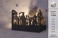 Wooden Halloween Lamp Laser Cut . Halloween lamp SVG Product Image 1